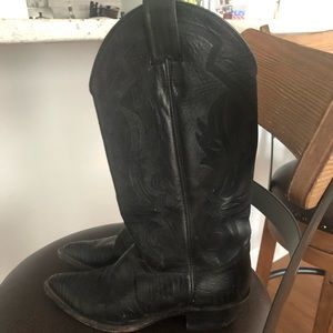 Justin’s Black Leather Cowboy Boots
